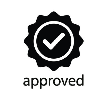 Approved icon, check mark inside a scalloped circle