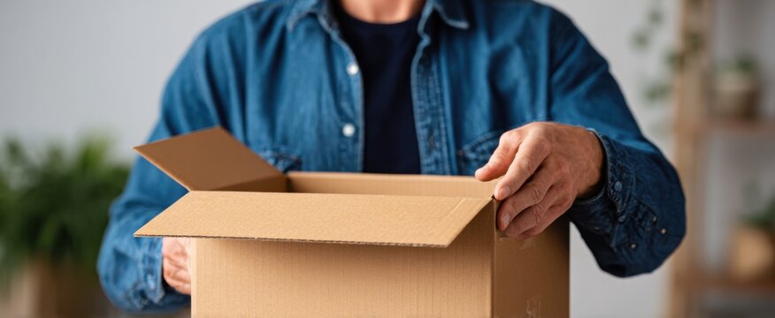 customer unpacking items from a newly arrived cardboard box