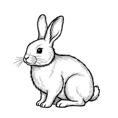 Fototapeta premium Cute Rabbit Sitting Alone Outdoors.