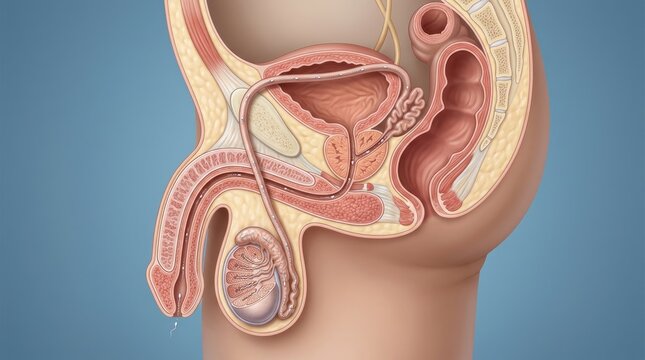 Androgenic bodily function: human reproduction, sperm system, internal view, male anatomy, seminal pathway, testis development, ejaculatory process, deferens journey.