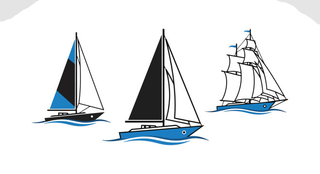 Sailing Boats with Different Sails.