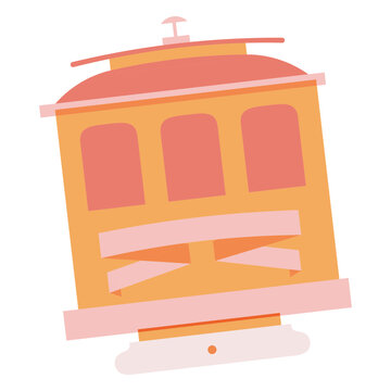 Orange drawing of streetcar