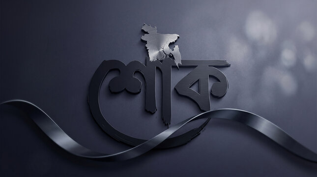 Bengali Typography 'Shok' with Bangladesh Map Silhouette
