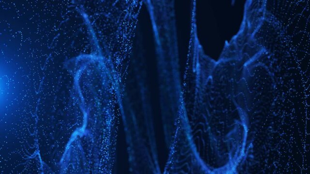 Futuristic technology vortex with glowing particles and elegant animation on black background.