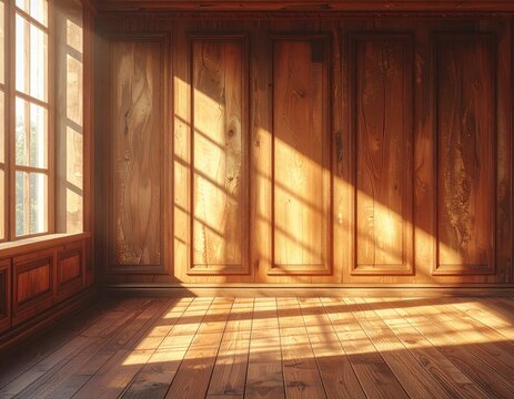 An old wooden door with a vintage handle serves as the closed entrance to the empty interior of a rustic wooden sauna house featuring brown walls and textured architecture