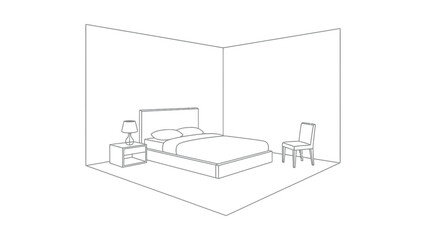 Fototapeta premium Bed with pillows and furniture.