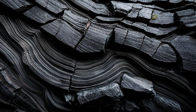 dark layered black shale ideal for geology mining landscaping texture material