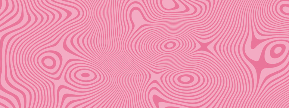 Abstract Pink Topographic Wavy Lines Pattern Background Modern Fluid Design