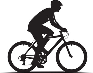 Fototapeta premium Bicycle, cyclist, bike rider, cycling silhouette, black icon, vector illustration