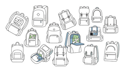 Fototapeta premium Collection of various school backpacks.