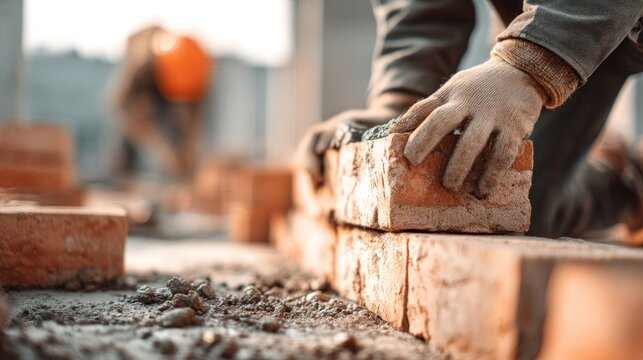 Bricklaying construction worker