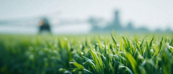 Naklejka premium Close-up of green grass with blurred background
