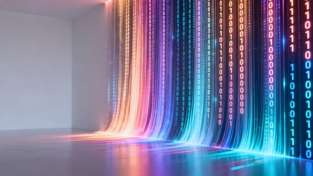 Colorful binary code digital wall