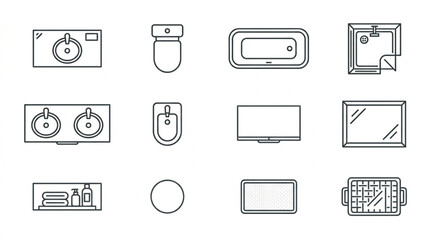 Top Down View Of Bathroom Fixtures And Accessories. © evane