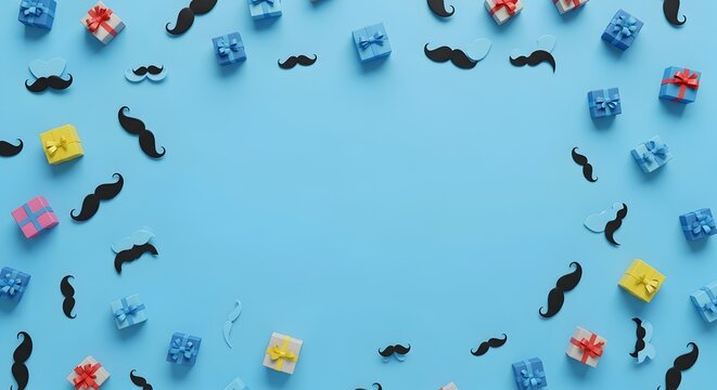 Father's Day Concept with Gifts and Mustaches