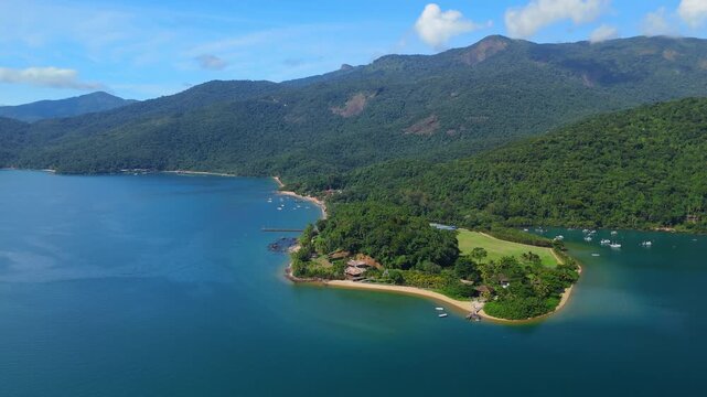 Aerial view of the island of Ilha Grande near the town of Paraty and Angra dos Reis in Brazil