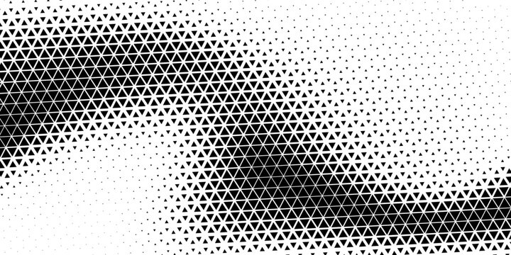 Abstract geometric black and white deco art halftone hexagone  and triangle print pattern
