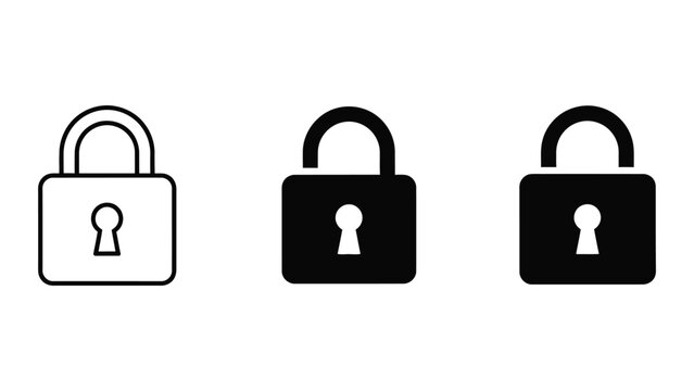 Three simple padlock icons in different colors