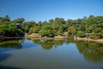 Obraz premium 日本の京都にある桂離宮の庭園