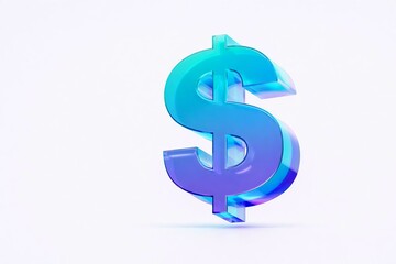 Obraz premium A sleek and modern three-dimensional dollar sign symbol in gradient blue tones