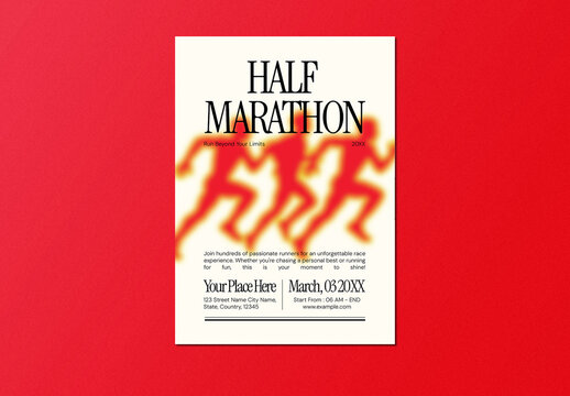 Beige Orange Grainy Blur Half Marathon Flyer