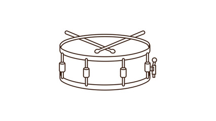 Snare drum percussion instrument vector icon with editable stroke. Minimalist black line illustration for music school, band, or concert posters. Clean outline design on a white background. Digital. © Uzzal