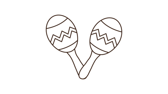 Vibrant maracas vector icon illustration with an editable stroke. This professional minimalist black line art graphic depicts traditional percussion shakers, ideal for Latin music and party designs.