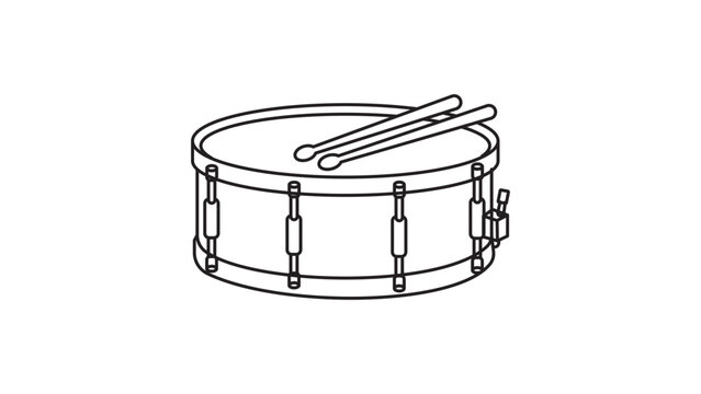 Marching snare drum linear vector icon. A crisp black outline depiction of a rhythmic percussion piece, ideal for educational flyers, band logos, and symphonic performance visual materials.