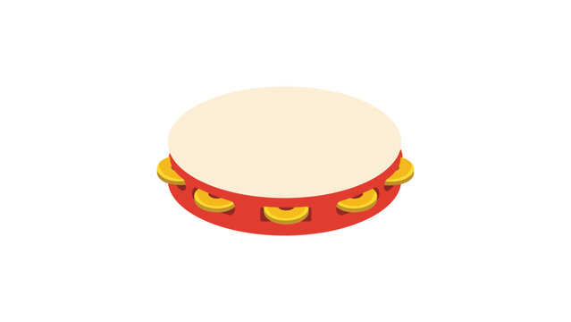 Modern flat tambourine vector illustration featuring a clean hand-drawn line icon design for musical percussion instruments symphony orchestras and artistic creative projects on white background.