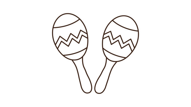 Exquisite maracas vector icon illustration with a customizable stroke. This professional minimalist black line art graphic depicts Latin percussion instruments, great for festive and creative designs.