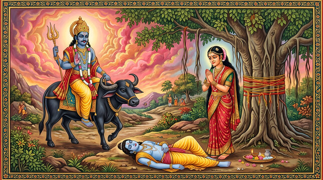 Vat Savitri Vrat Worship of Lord Yama Under Sacred Tree