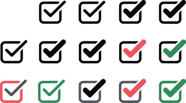 Checkbox Check Mark Icon Set &ndash; Tick Box UI Vector Collection