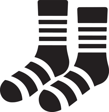 Black and white striped socks with ribbed cuffs