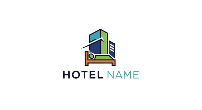 Hotel Bed logo representing architecture with a blend of comfort and urban living