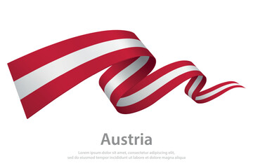 Obraz premium Austria Waving Flag Ribbon on White Background