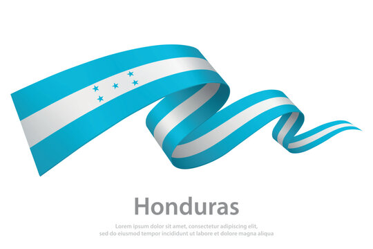 Honduras Waving Flag Ribbon on White Background
