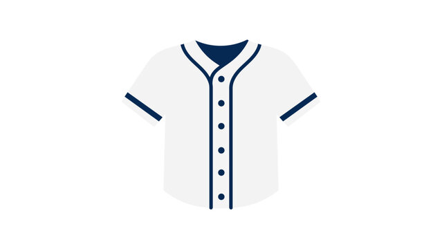 Modern flat vector illustration of a baseball jersey icon on white background, ideal for sports team uniforms, athletic apparel design, competitive league branding, and professional sportswear.