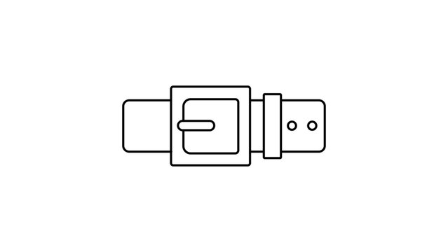 Minimalist belt buckle vector icon with editable stroke on white background. Clean line art illustration of a fashion accessory for apparel design, clothing clasp, and leather belt hardware.