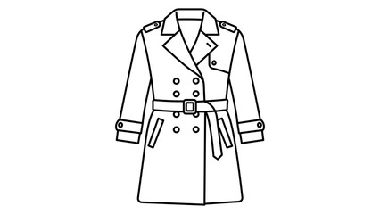 Modern minimalist trench coat vector icon with editable stroke, featuring a clean line art style perfect for fashion design, detective themes, and customizable outerwear clothing illustrations. © Adnan