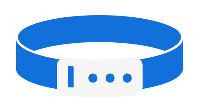 A modern flat vector icon of a stylish wristband with simple bold lines, ideal for sports accessories, fitness tracking app interfaces, and minimalist lifestyle illustration graphic elements.