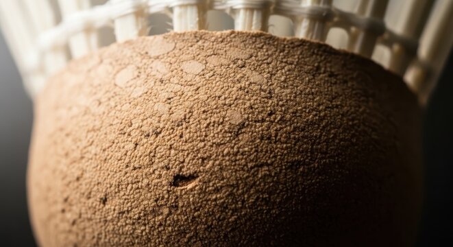 Close-Up of Textured Shuttlecock Surface with Natural Pattern