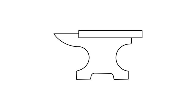 Stylized blacksmith anvil vector icon illustration with editable stroke, offering a customizable line weight for metal forge branding, artisan workshop designs, and technical tool illustrations.