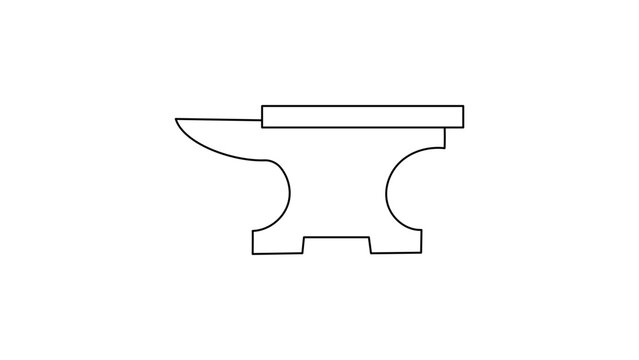 Heavy duty anvil vector icon illustration with editable stroke, featuring a minimalist line art design ideal for metalwork logos, blacksmithing symbols, and industrial craft industry graphics.