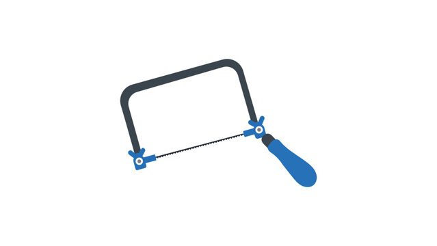Detailed coping saw vector icon illustration with a clean hand-drawn outline, perfect for woodworking project guides, carpentry tool inventories, and artisan craft workshop marketing materials.
