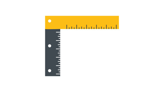 Minimalist hand-drawn framing square vector icon illustration. Essential carpenter measurement tool for layout work and precision geometry in construction and DIY home renovation blueprints.
