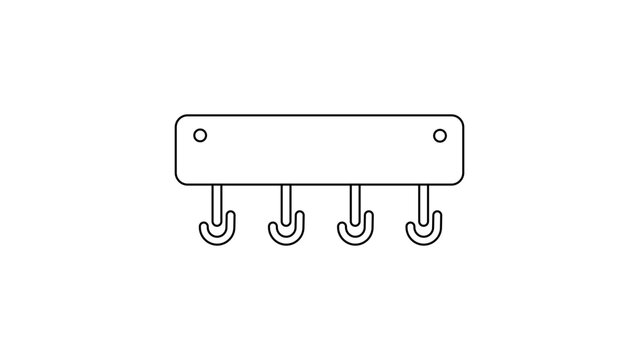 Professional key rack vector icon with editable stroke, featuring multiple hanging keys on a wall mount, customizable line weight illustration for home organization and security concepts.