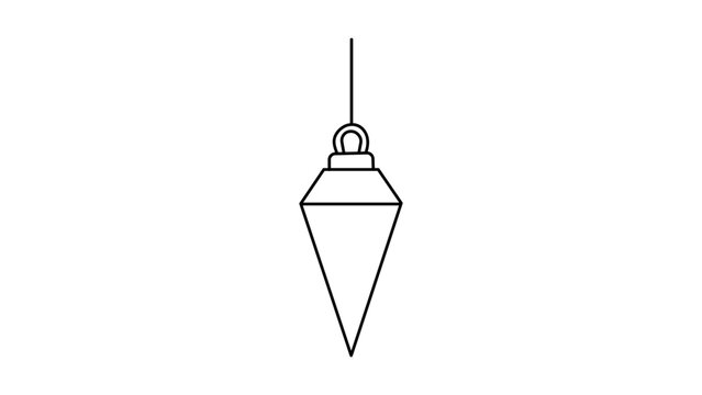 Minimalist black line vector icon of a plumb bob with editable stroke on white background. Precise tool illustration for construction alignment, architectural measurement, and engineering design.