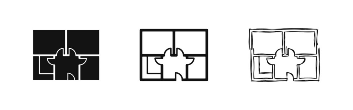 Architectural maintenance and renovation floor plan icon set