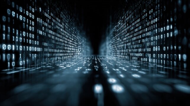 Abstract digital data stream binary code information technology concept