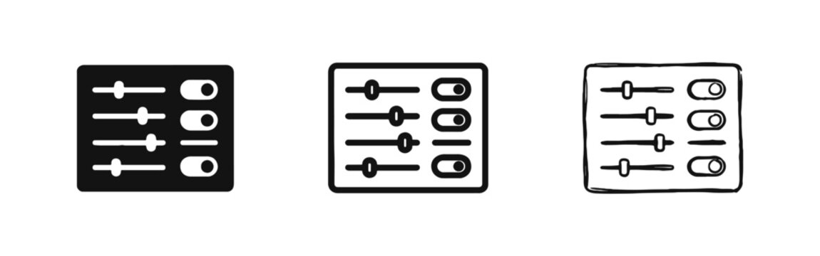 Dashboard Control Panel with Sliders and Toggles - Interface Settings and Adjustment